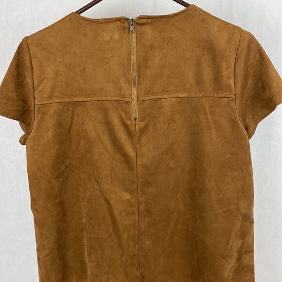 Taylor & Sage Brown Shift Dress Faux Suede Cutouts Large - Picture 6 of 13